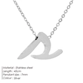 Silver stainless steel 45cm chain necklace with minimalist 7mm abstract letter pendant - S-Steel