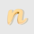 Polished 18K gold-plated bubble style letter n pendant with mirror finish surface - Letter N (Gold)
