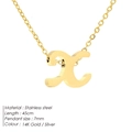 Minimalist 14K gold plated stainless steel necklace with lowercase letter X pendant - Letter X - Gold
