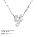 Minimalist silver stainless steel 45cm chain necklace with letter Y pendant - Y-Steel
