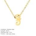 Minimalist stainless steel necklace featuring a 14K gold cursive letter g pendant - Letter Z - Gold