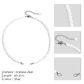 Collier de perles d'eau douce forme riz avec chaîne argentée en acier inoxydable durable - Collier de Perles Artificielles Argent (YP15530)