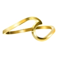 Polished minimalist 18K gold-plated stainless steel wave ring with wavy 3D lines - US7 (Perimeter 54mm) / Gold