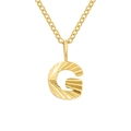 Personalized gold letter G pendant necklace with detailed radial texture on stainless steel - Letter G / Gold