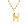 Polished gold stainless steel necklace featuring a textured capital letter H pendant - Letter H / Gold