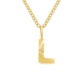 Polished golden stainless steel O-chain necklace featuring textured letter L pendant - Letter L / Gold