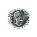 Vintage silver stainless steel Caesar portrait coin ring with roman style engraving - US8 / Steel