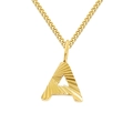Goldene Kette mit A-Anhänger, strukturierter Oberfläche und 2mm Panzerkette für Damen - Gold (A)