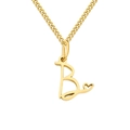 Collana in acciaio dorato con pendente lettera B e dettaglio cuore su catena link - Lettera B / Oro