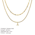 Collana a doppio strato in acciaio inossidabile placcato oro 18k con pendente lettera A - Stile Lettera A