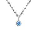 Minimalistische roestvrijstalen ketting met een ronde lichtblauwe edelsteen hanger - Maart Lichtblauw - Zilver