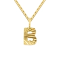 Goldene 2mm Panzerkette mit Buchstaben-B-Anhänger und radialer Sonnenstrahl-Struktur - Gold (B)