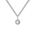Zilveren roestvrijstalen ketting met ronde bezet gezette geboortesteen hanger en kristal - April Wit - Zilver