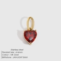 Heart shaped stainless steel pendant with Jan Light Siam zircon in 14K gold finish - Gold / January Red (Garnet Color)