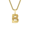 Golden 14K plated letter B pendant necklace with sunburst texture on box chain - Letter B - Gold