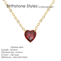 January heart pendant necklace in 14K gold plated stainless steel with red zircon - January Red (Garnet Color)