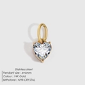 14K gold stainless steel heart pendant with April crystal zircon for DIY jewelry - Gold / April White (Diamond/Crystal Color)
