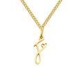 18k gold plated stainless steel J-letter necklace with a hollow red heart pendant - Letter F / Gold