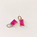 Rectangle fuchsia zircon pendants in gold and silver plating for DIY jewelry making - July Rose-Steel