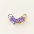Detail of rectangular purple zircon pendants with 14K gold and silver plating - June Purple - Silver