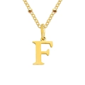 Collier avec pendentif lettre F doré, chaîne à billes délicate et finition miroir - Lettre F / Or