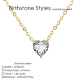14k gold-plated stainless steel necklace with white crystal heart pendant for April - April White (Diamond/Crystal Color)