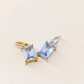 Rectangle light blue gemstone pendants in gold and silver plating with four-prong settings - March Light Blue - Silver