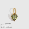 August birthstone heart peridot pendant 6x6mm in 14K gold and stainless steel - August Olive Green