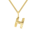 Goldene 2mm Panzerkette mit strukturiertem Buchstaben-H-Anhänger und Sonnenstrahl-Finish - Gold (H)