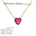14K gold plated stainless steel heart pendant necklace with pink July birthstone - July Rose Red