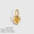 Golden heart pendant with yellow November birthstone zircon in stainless steel, 6x6mm - November Light Yellow (Citrine Color)