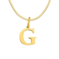 Golden 18K letter G pendant necklace with flat snake chain in French vintage style - Letter G / 1 Piece / Gold