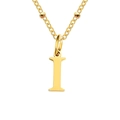 Collier en perles plaqué or minimaliste avec un pendentif poli de la lettre I pour femme - Lettre I / Or