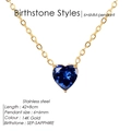 September birthstone heart necklace in 14K gold plated stainless steel with sapphire - September Royal Blue (Sapphire Color)