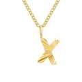 Customized gold textured letter X pendant necklace on a stainless steel chain - Letter X / Gold