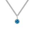 Gepolijste roestvrijstalen ketting met een ronde blauwe geboortesteen hanger - December Meerblauw - Zilver