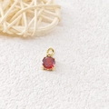 Detail of 18k gold plated stainless steel red birthstone pendant with 4-prong setting - January Red - Gold