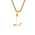 Collier chaîne box dorée avec pendentif lettre L cursive et petit détail cœur évidé - Style Lettre L / Or