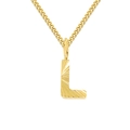 Goldfarbene 2mm Gliederkette mit sonnenstrahl-texturiertem Buchstaben L Anhänger - Gold (L)