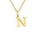 Minimalist gold stainless steel necklace with a polished letter N pendant for women - Letter N / Gold