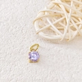 7x7mm round purple zircon pendant with gold four-claw setting for jewelry making - February Violet - Gold
