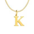Polished gold initial K pendant on a flexible snake chain necklace for women - Letter K / 1 Piece / Gold