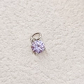 Lavender purple round-cut zircon pendant with four-prong stainless steel setting - February Violet - Silver