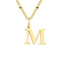 Collier avec pendentif lettre M doré poli et chaîne en acier titane pour femmes - Lettre M / Or