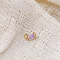 Rectangular light purple zircon pendant with 14K gold plated claw setting - February Violet - Gold