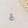 7x7mm round light blue cubic zirconia pendant in gold stainless steel four-claw setting - March Light Blue - Gold