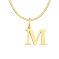 Polished gold snake chain necklace featuring a serif capital letter M pendant charm - Letter M / 1 Piece / Gold