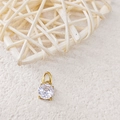 Minimalist gold stainless steel 7x7mm round zircon pendant with four-claw setting - April White - Gold