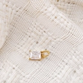 Rectangle emerald cut clear zircon stone pendant with 14K gold plated stainless steel - April White - Gold