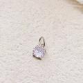 Single 7x7mm round cubic zirconia pendant with four-prong stainless steel setting - April White - Silver